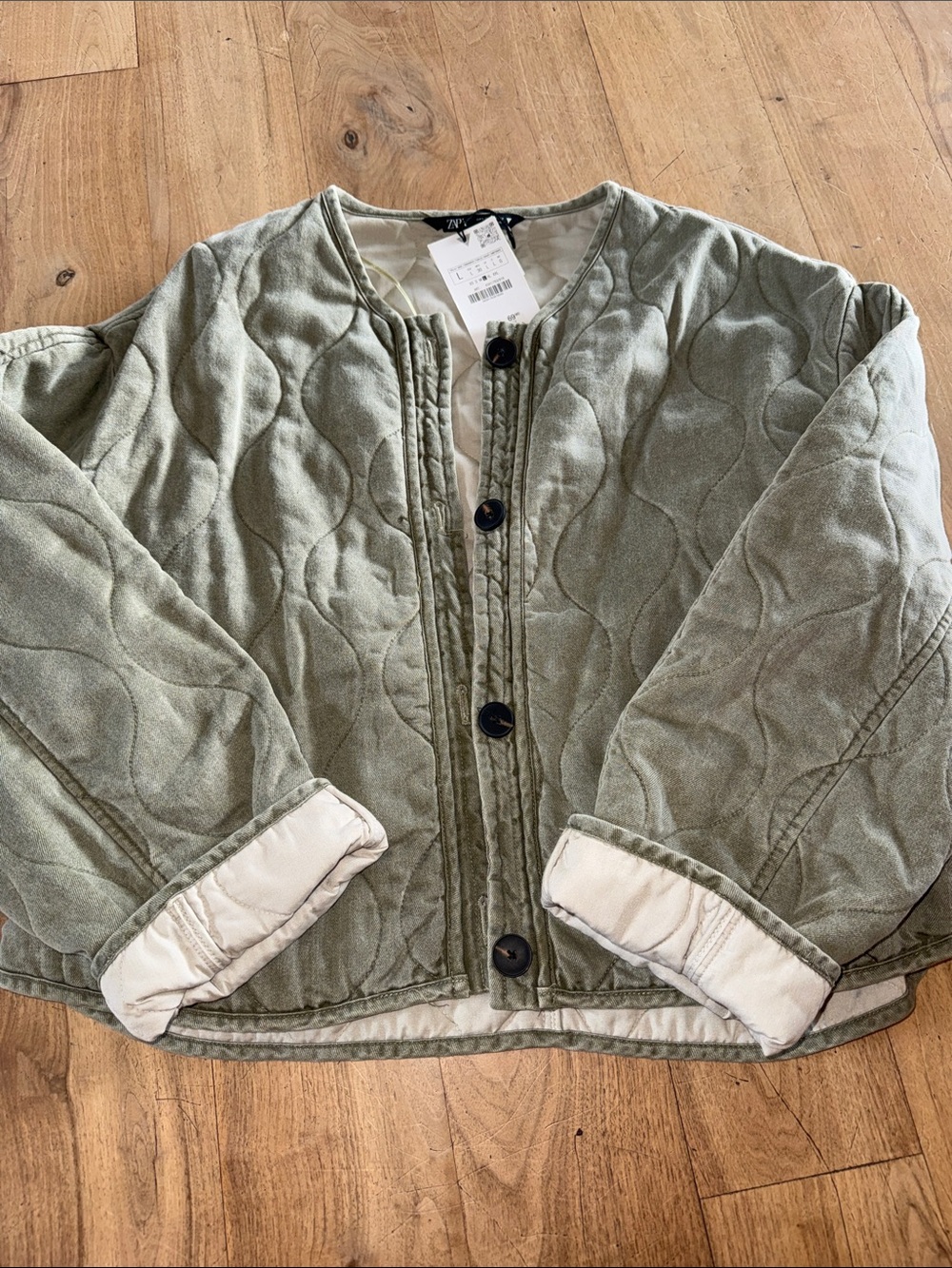 Women’s Quilted Button-Front Jacket - Sage Green